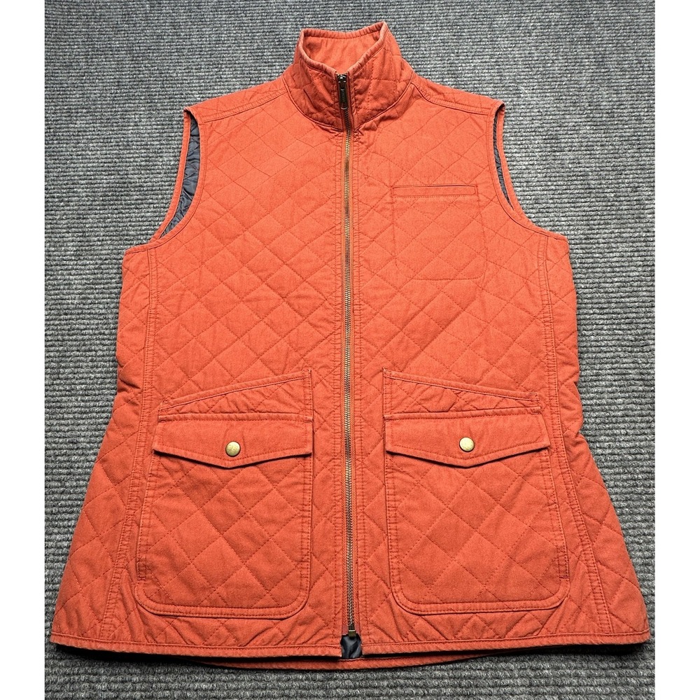 Duluth Trading Co Vest Womens Medium‎ Orange Quilted Insulated Zip Snap Pockets